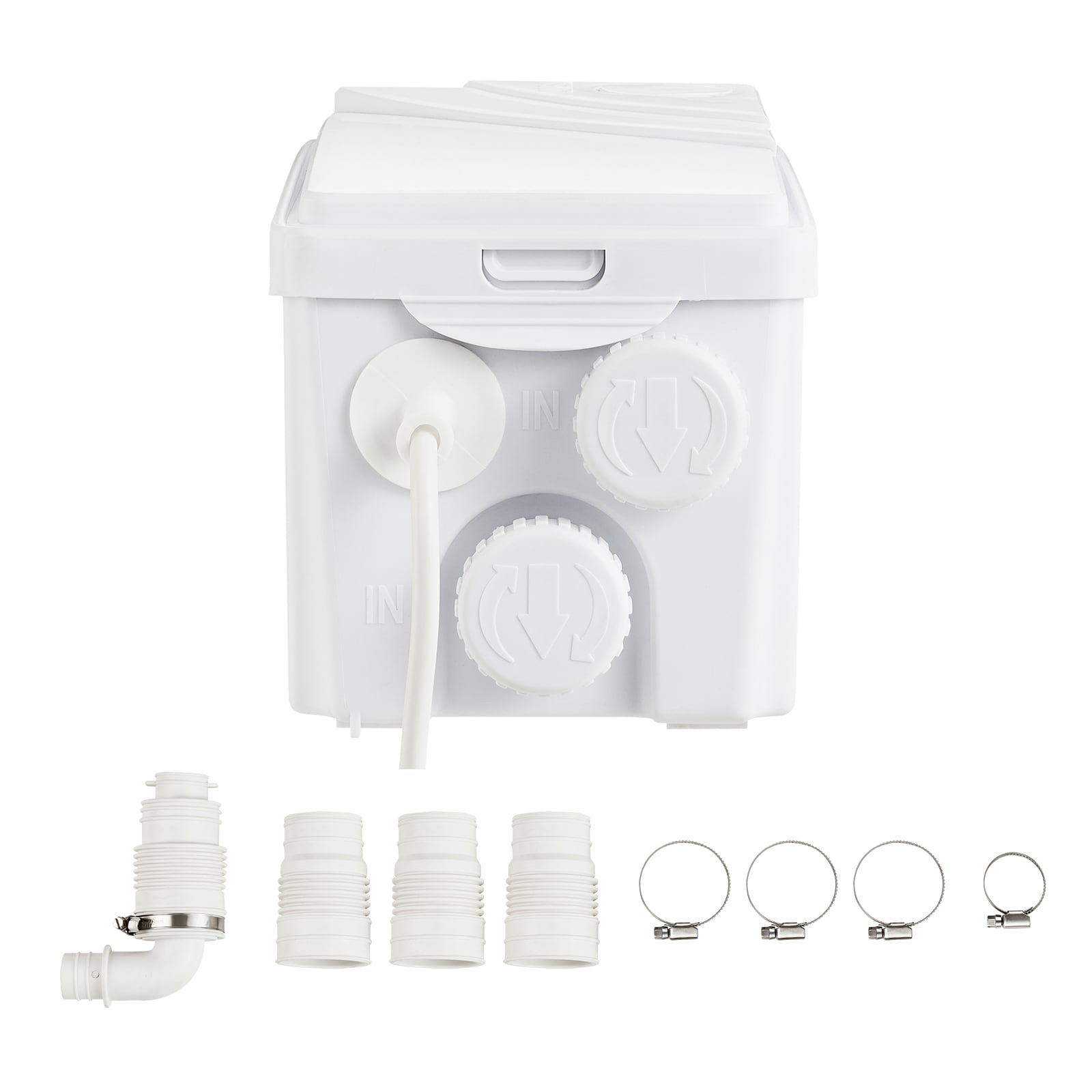 Macerator Pump, 350W, 6000 L/h Flow, 23 ft/7 m Head, Macerator Sewerage Sump Pump with 3 Water Inlets for Basement, Kitchen, Sink, Shower, Bathtub, Laundry Waste Water Disposal Upflush Machine